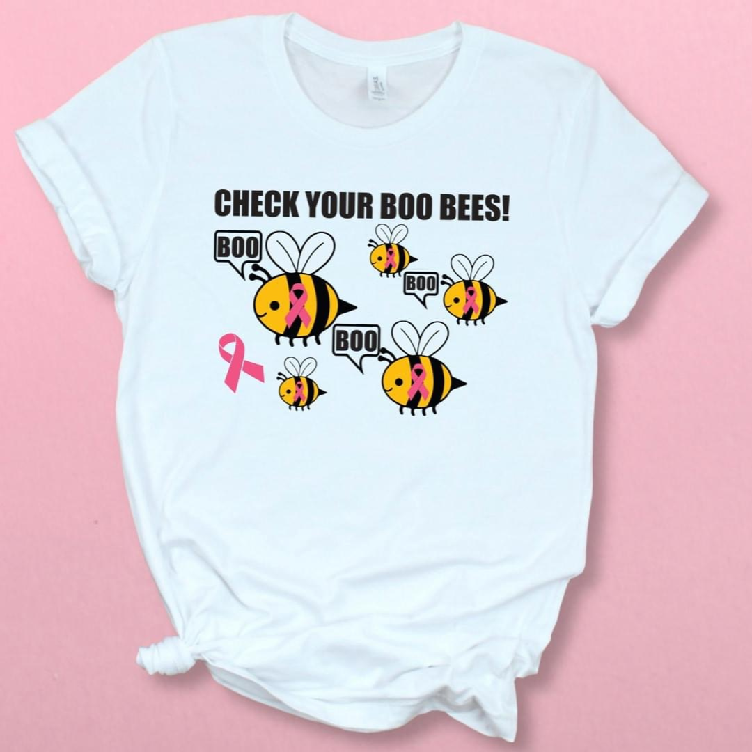 CHECK YOUR BOO BEES BREAST CANCER AWARENESS T-SHIRT