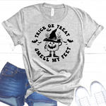 Load image into Gallery viewer, TRICK OR TREAT SMELL MY FEET HALLOWEEN T-SHIRT
