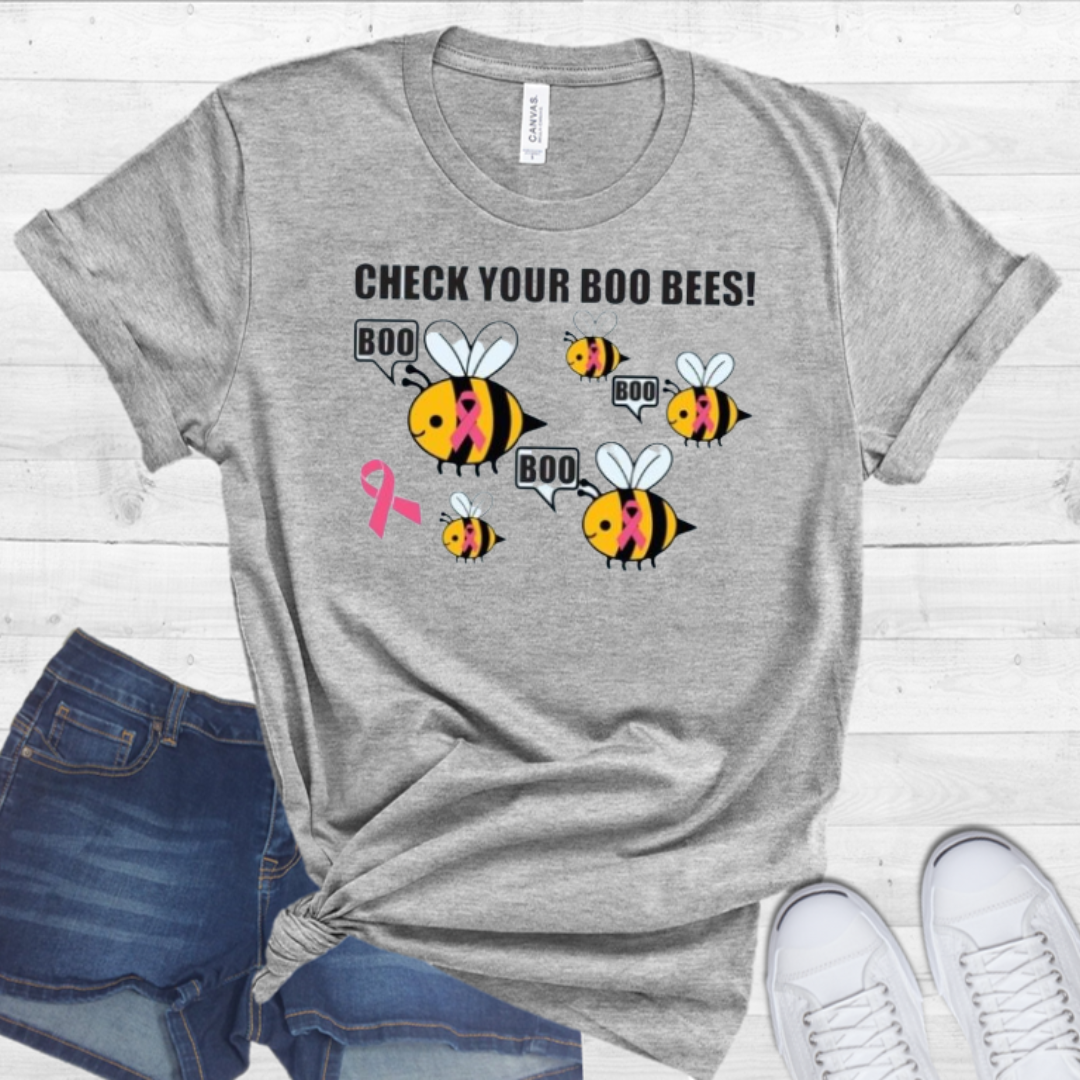 CHECK YOUR BOO BEES BREAST CANCER AWARENESS T-SHIRT